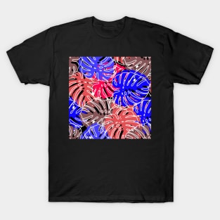 Colored Leaves Draw Background Fabric Pattern T-Shirt